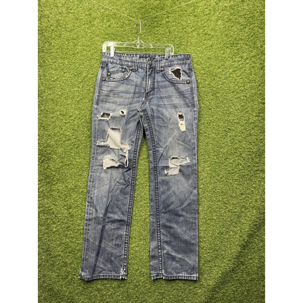 Affliction Jeans Mens 33 Medium Wash Premium Blake Relaxed Straight Distressed